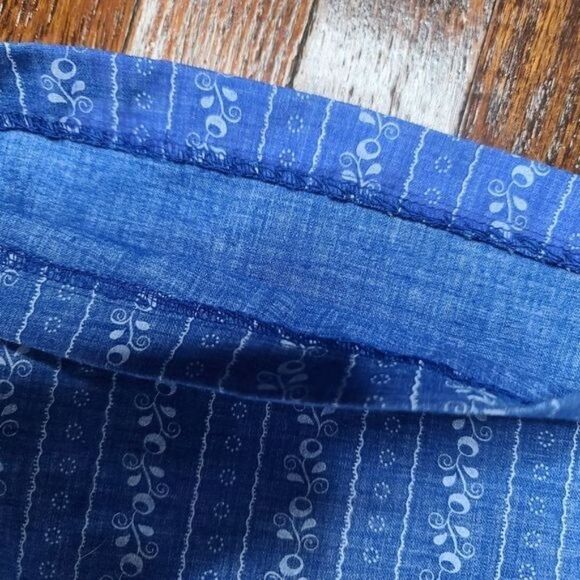 Vintage 60s 70s Blue White Boho Bell Bottom Hippie Retro Pants - Picture 13 of 14